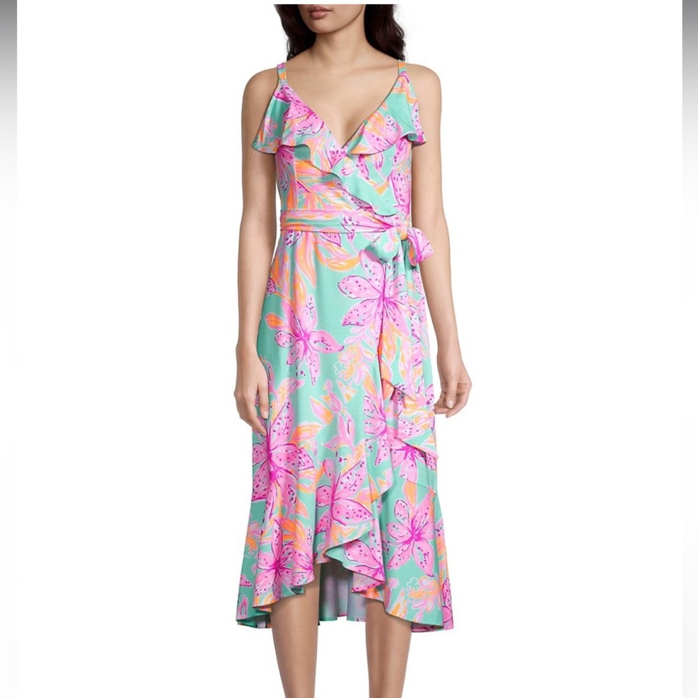 Lilly Pulitzer Fontaine Printed Knee-Length Wrap Dress - Bonita Blooms